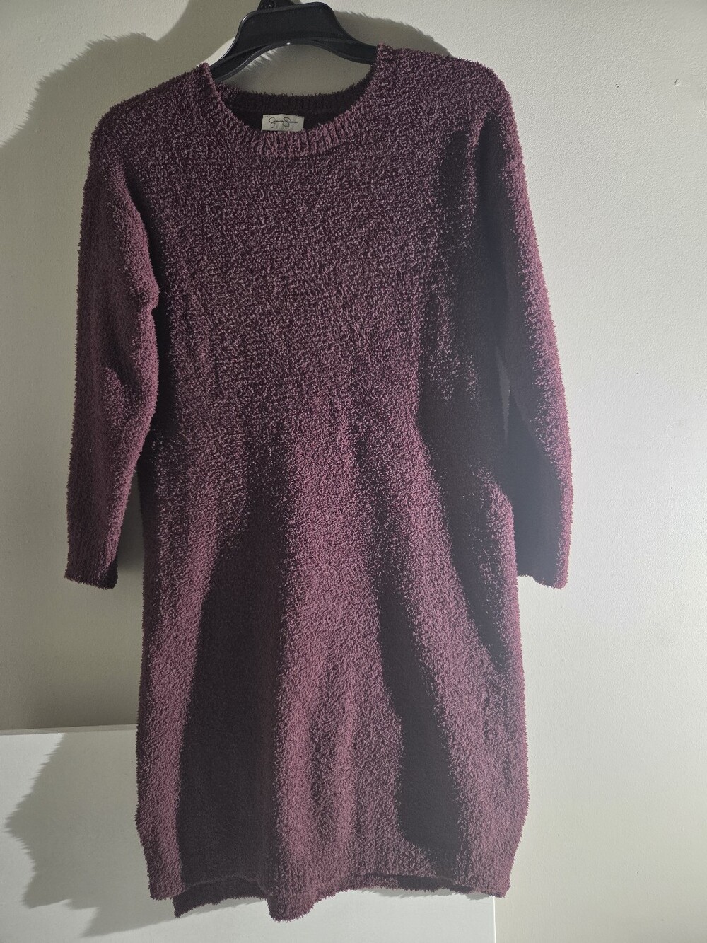 Jessica Simpson Plush Crewneck Sweater in Deep Plum